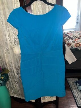 Cap-Sleeve Midi Dress in Bright Turquoise
